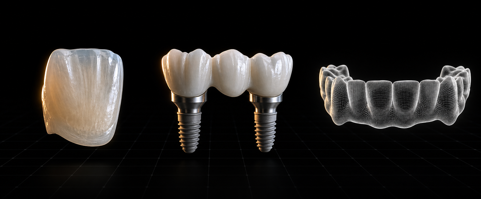 Corona, ponte implantare e arcata digitale